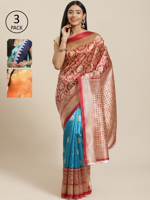 

KALINI Pack Of 3 Saree, Red