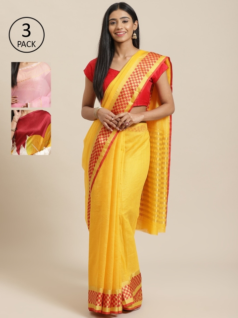 

KALINI Pack Of 3 Saree, Yellow