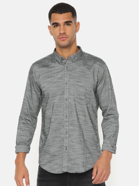 

Basics Men Grey Slim Fit Solid Casual Shirt