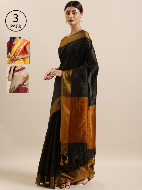 

KALINI Pack of 3 Saree, Black