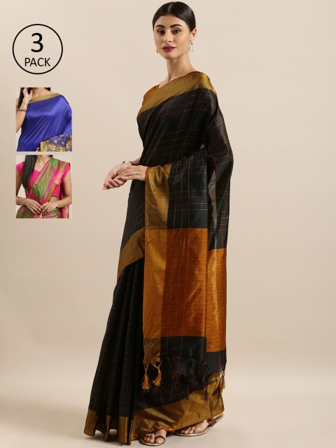 

KALINI Pack of 3 Saree, Black