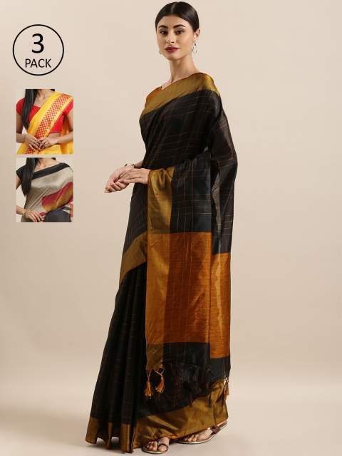 

KALINI Pack of 3 Saree, Black