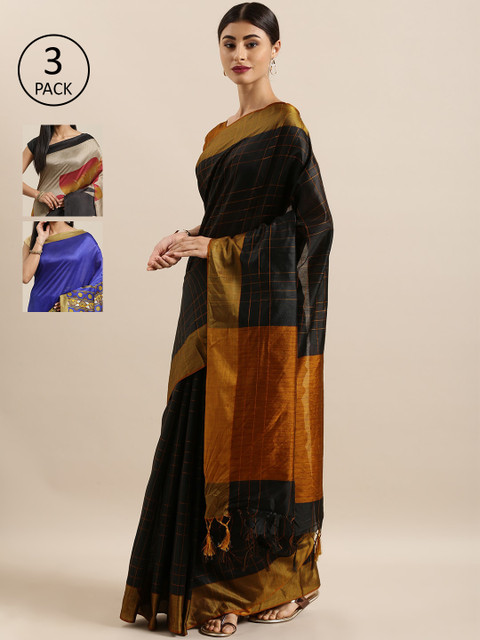 

KALINI Pack of 3 Saree, Black