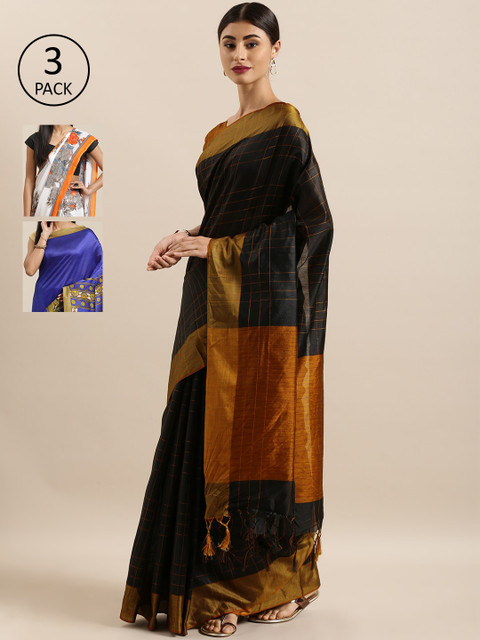 

KALINI Pack of 3 Saree, Black