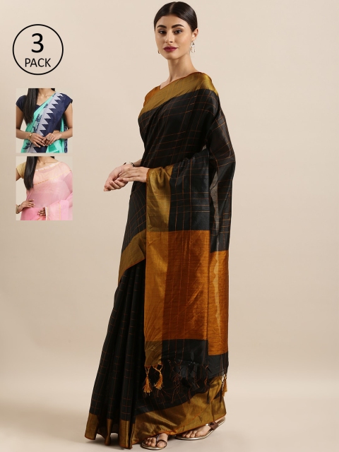 

KALINI Pack of 3 Saree, Black