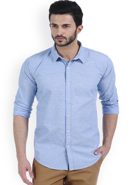 

Basics Men Blue Slim Fit Printed Casual Shirt