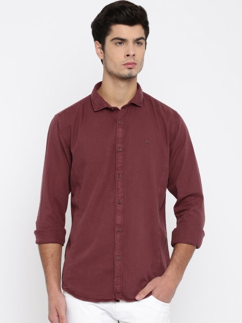 

Basics Maroon Slim Fit Casual Shirt