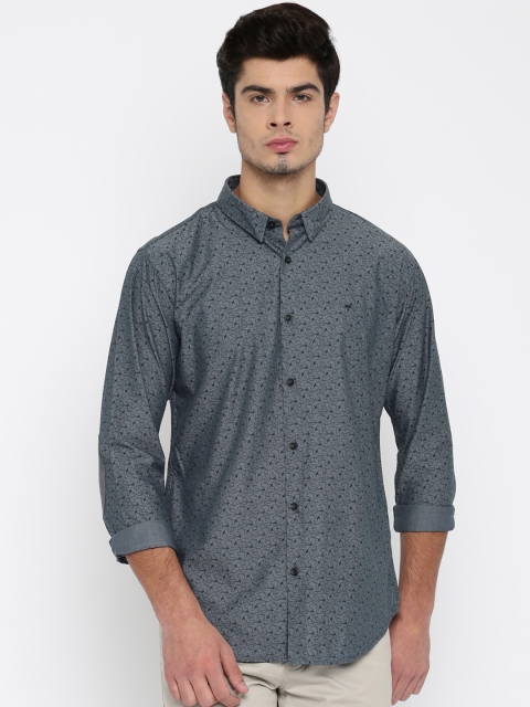 

Basics Grey Printed Slim Fit Casual Shirt