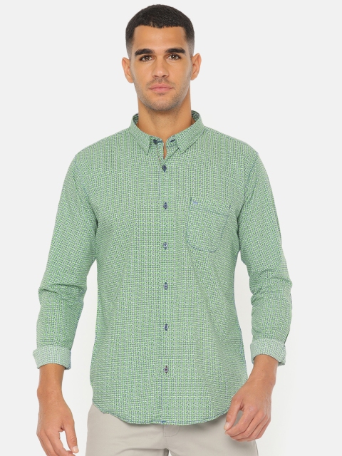 

Basics Men Green Slim Fit Checked Casual Shirt