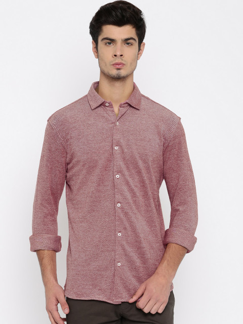 

Basics Burgundy Slim Fit Casual Shirt