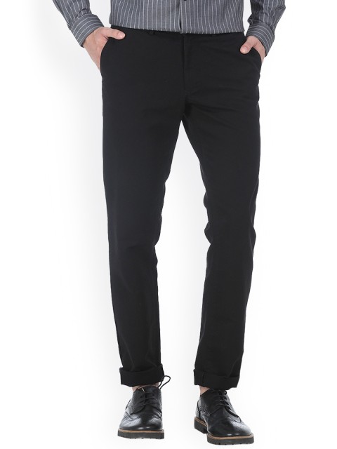 

Basics Men Black Slim Fit Solid Regular Trousers