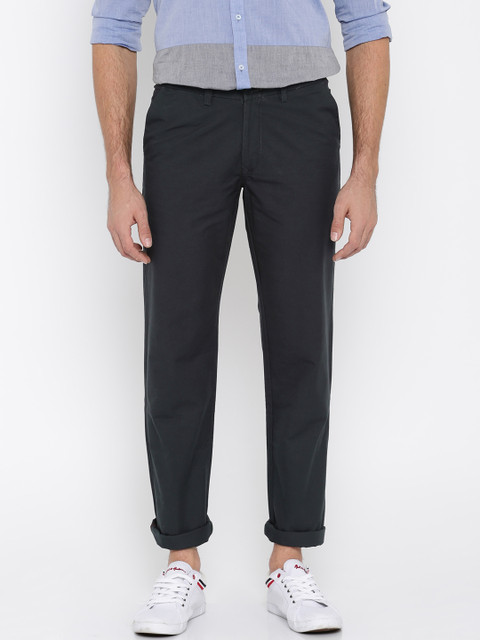 

Basics Navy Slim Fit Casual Trousers, Navy blue