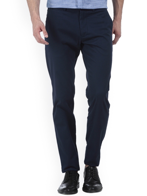 

Basics Men Navy Blue Tapered Fit Solid Regular Trousers