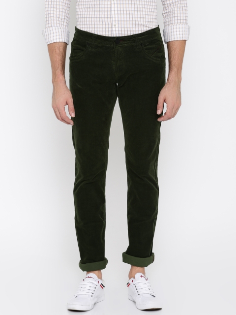 

Basics Olive Green Skinny Fit Corduroy Trousers