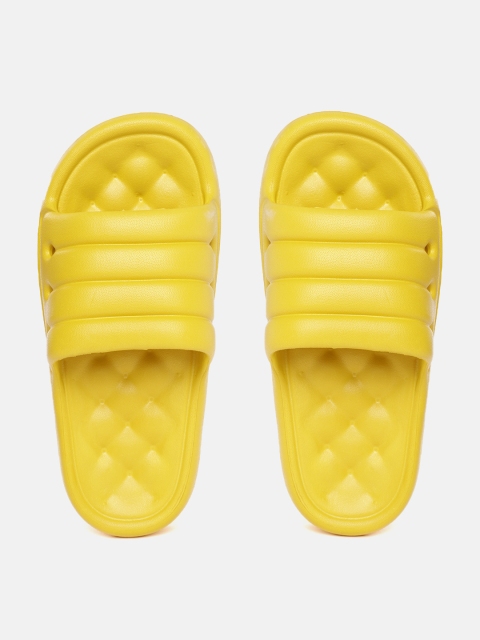 

Carlton London sports Women Mustard Yellow Quilted Sliders