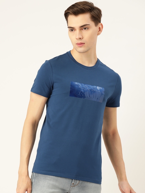 

Calvin Klein Jeans Men Blue Brand Logo Printed Slim Fit T-shirt