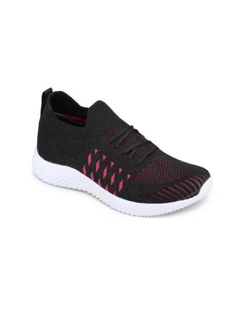 

TRASE Women Black Mesh Walking Shoes