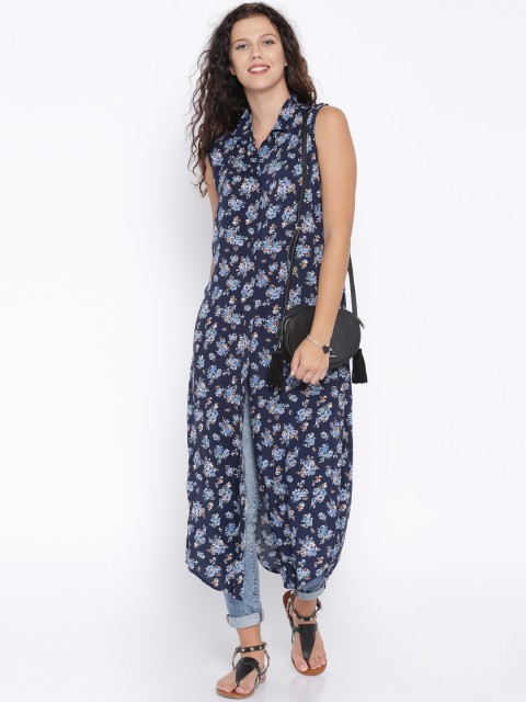 

Tokyo Talkies Navy Floral Print Maxi Top, Navy blue
