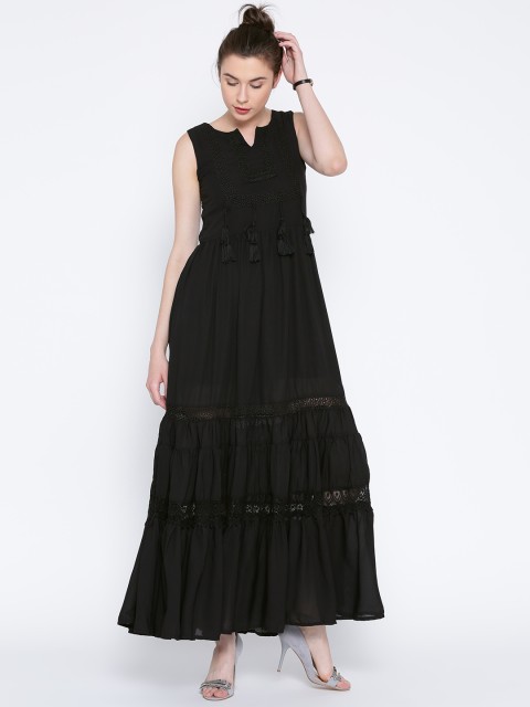 

Tokyo Talkies Black Polyester Maxi Dress