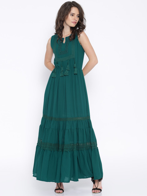 

Tokyo Talkies Green Polyester Maxi Dress