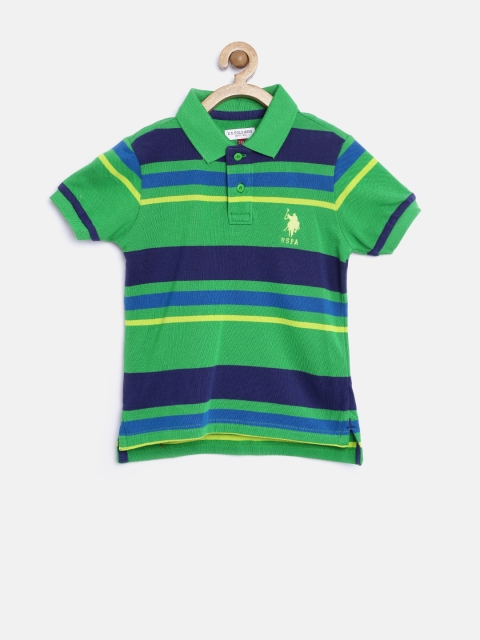 

U.S. Polo Assn. Kids Boys Green & Blue Striped Polo T-shirt