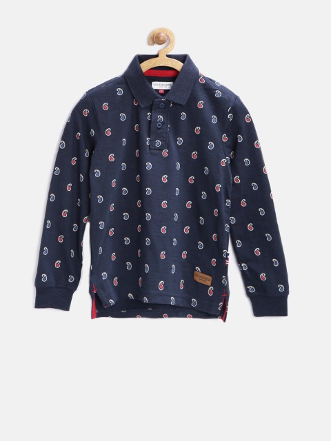 

U.S. Polo Assn. Kids Boys Navy Printed Polo T-shirt, Navy blue