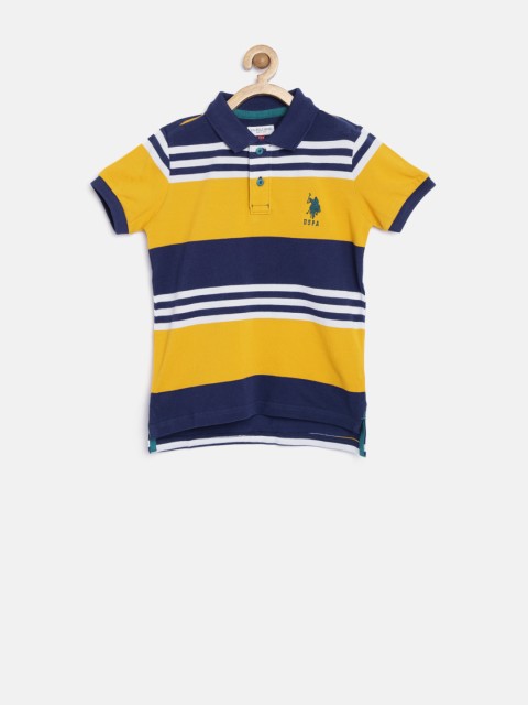 

U.S. Polo Assn. Kids Boys Yellow & Navy Striped Polo T-shirt