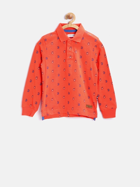 

U.S. Polo Assn. Kids Boys Orange Printed Polo T-shirt