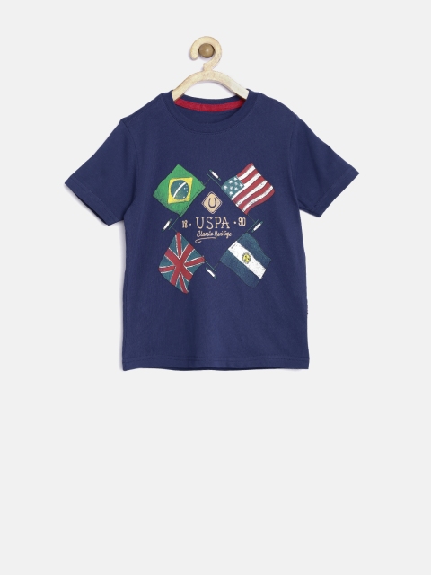 

U.S. Polo Assn. Kids Boys Navy Printed T-shirt, Navy blue