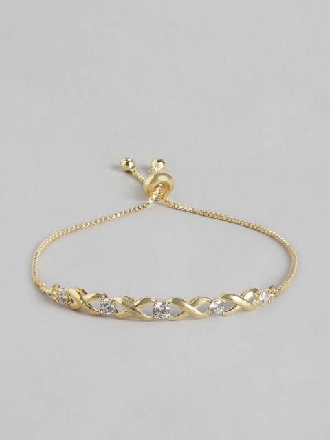 

MUCH MORE Women Gold-Plated Stone-Studded Bracelet with Cut-Out Detail