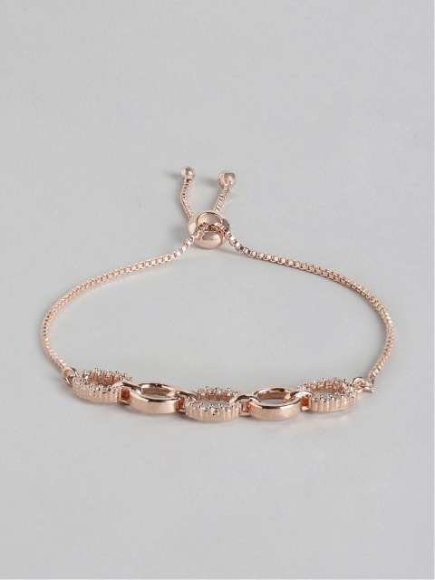 

MUCH MORE Women Rose Gold-Plated Stone-Studded Adjustable Bracelet