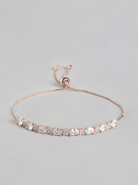 

MUCH MORE Women Rose Gold-Plated Stone-Studded Adjustable Bracelet