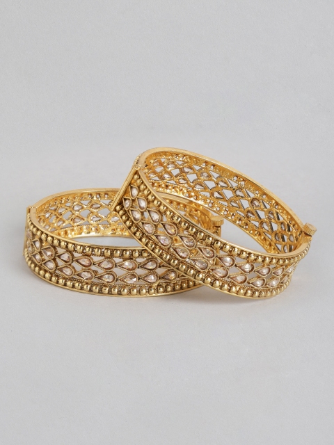 

MUCH MORE Set of 2 Gold-Plated Stone-Studded Polki Bangles