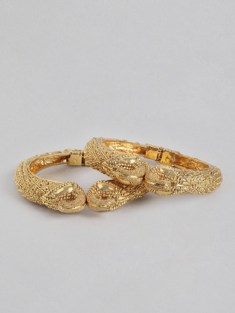 MUCH MORE Set of 2 Gold-Plated Peacock-Shaped Bangles