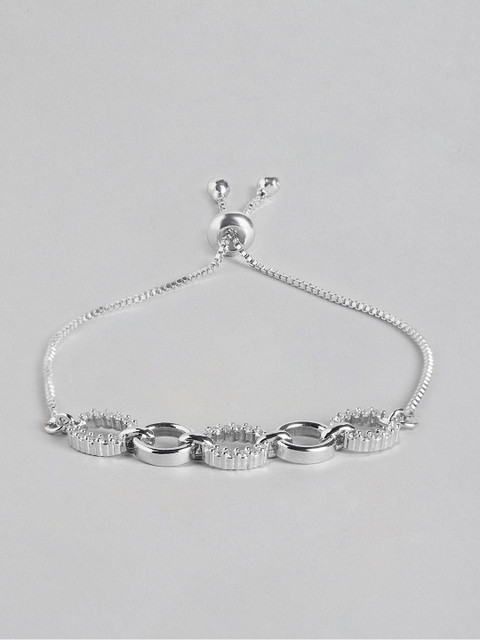 

MUCH MORE Women Silver-Plated Stone-Studded Adjustable Bracelet