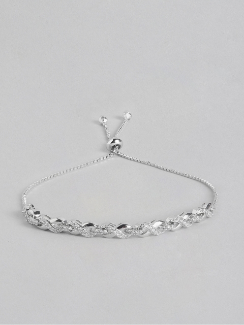 

MUCH MORE Women Silver-Plated Stone-Studded Adjustable Bracelet
