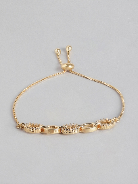 

MUCH MORE Women Gold-Plated Stone-Studded Link Bracelet
