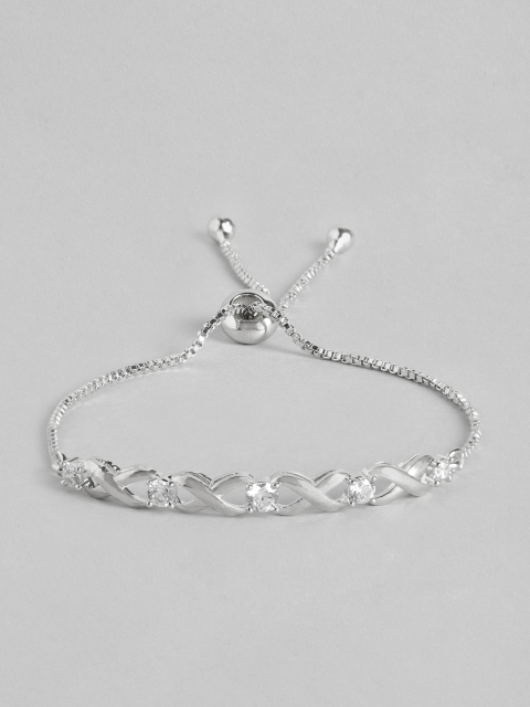 

MUCH MORE Women Silver-Plated Stone Studded Link Bracelet
