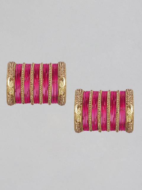 

MUCH MORE Set of 52 Magenta Gold-Plated Bangles