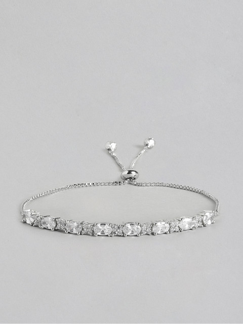 

MUCH MORE Women Silver-Plated Stone-Studded Link Bracelet