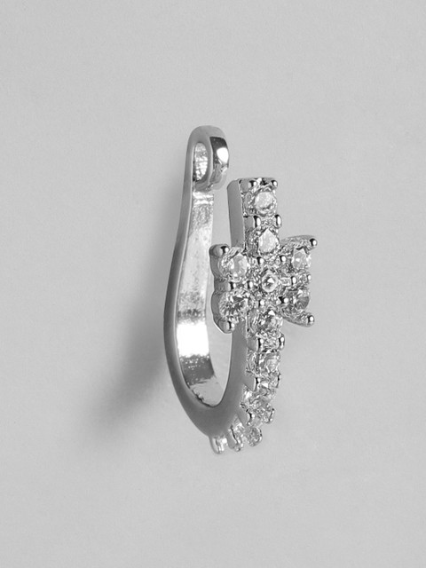 

MUCH MORE Silver-Plated Stone-Studded Clip-On Nosepin