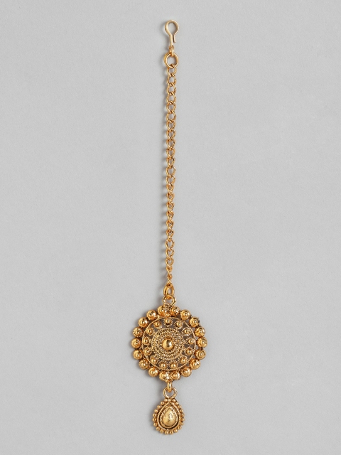 

MUCH MORE Gold-Plated Textured Circular Shaped Maang Tika