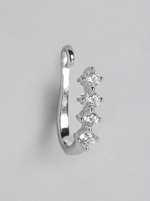 

MUCH MORE Silver-Plated Stone-Studded Clip-On Nosepin