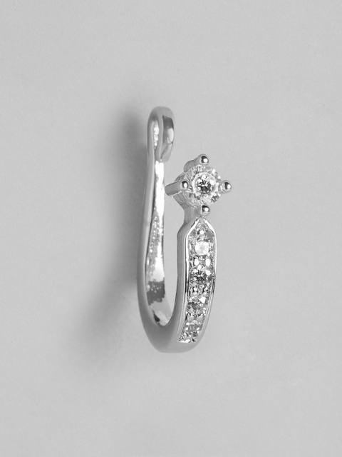 

MUCH MORE Silver-Plated Stone-Studded Clip-On Nosepin