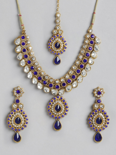 

MUCH MORE Blue Gold-Plated Stone Studded Jewellery Set