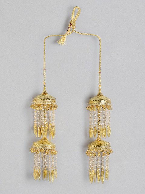 

MUCH MORE Set Of 2 Gold-Toned & Off-White Beaded Layered Kaleeras