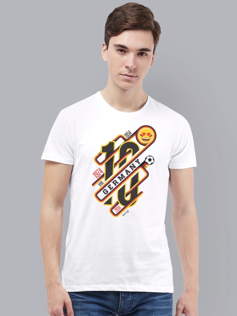 

Free Authority Men White Soccer Print Round Neck Cotton Pure Cotton T-shirt