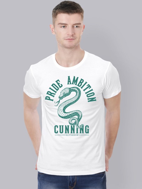 

Free Authority Men White Green Harry Potter Print Round Neck Cotton Pure Cotton T-shirt