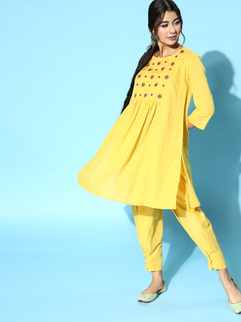 

Anouk Ethnic Motifs Pure Cotton Kurta Set, Yellow