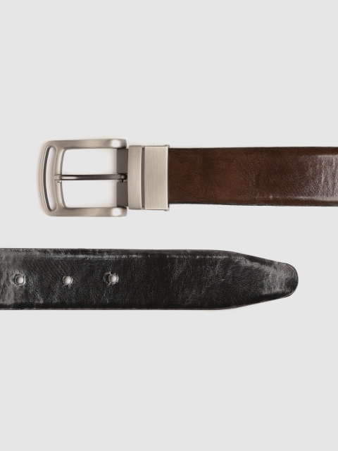 

HIGHLANDER Men Black & Coffee Brown Solid Reversible Belt